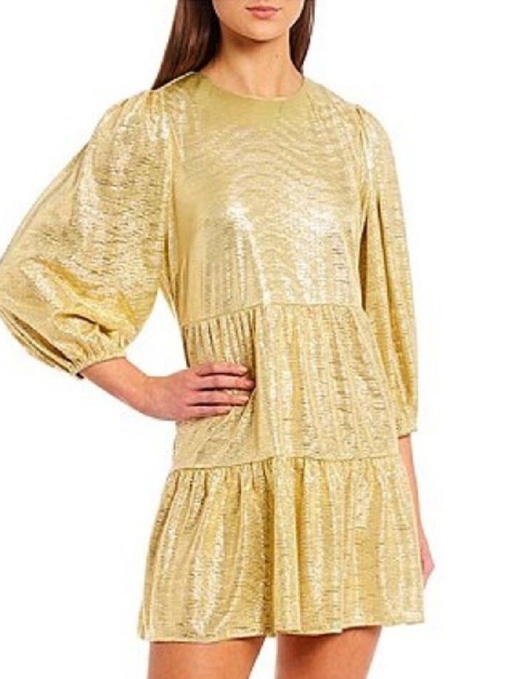 NWT $170 Julie Brown NYC Holiday Sparkle Allan Dress Gold Small